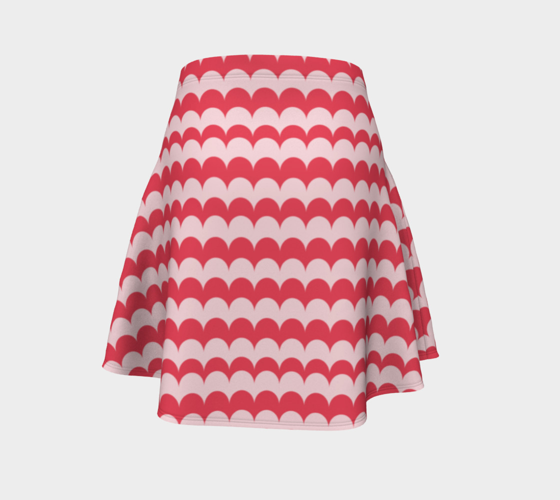 Aperçu de Pink Scallop Print Flare Skirt #4