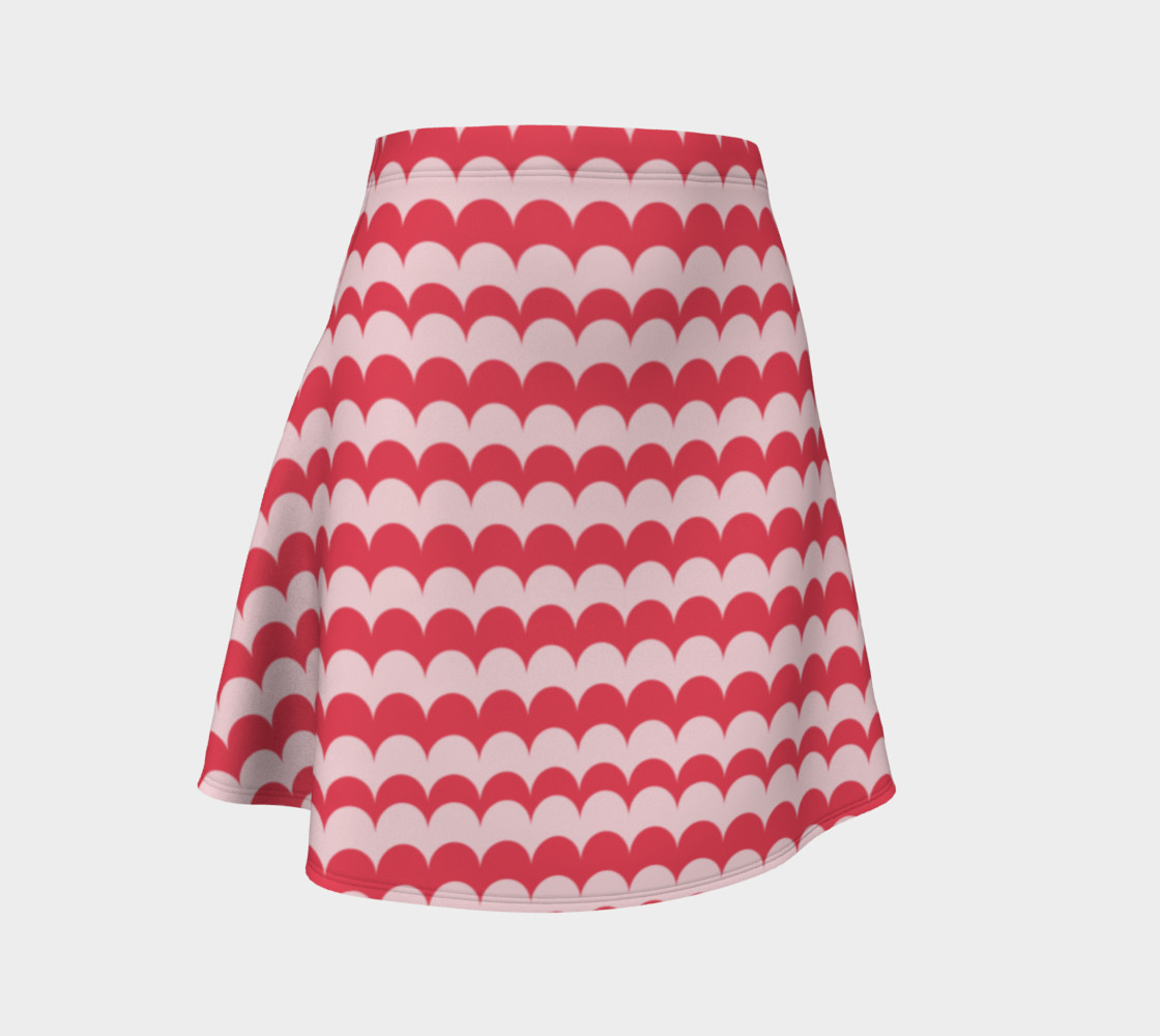 Aperçu 3D de Pink Scallop Print Flare Skirt
