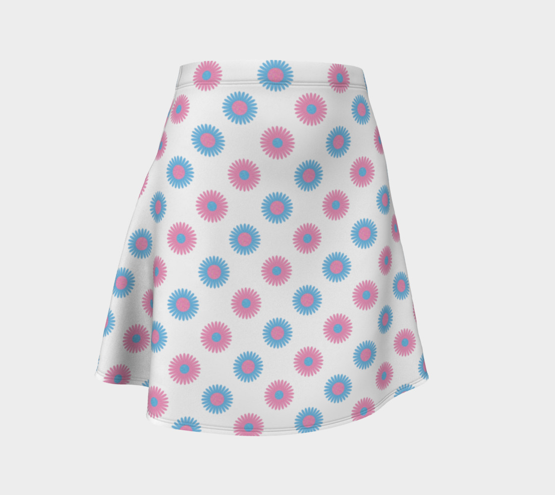 Pink and Blue Flowers Trans Pride Flare Skirt (White) preview #1