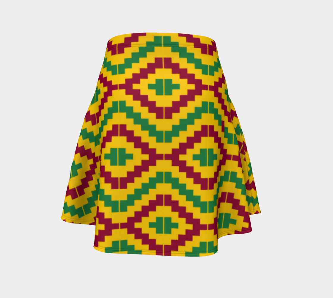 African Kente Print Flare Skirt preview #4