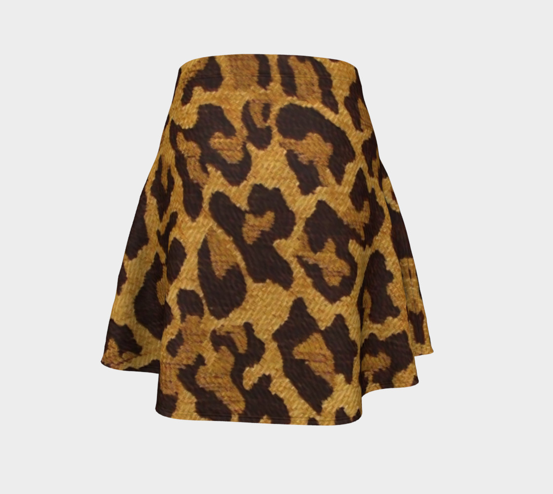 Brown and Gold Leopard Print Flare Skirt preview #4