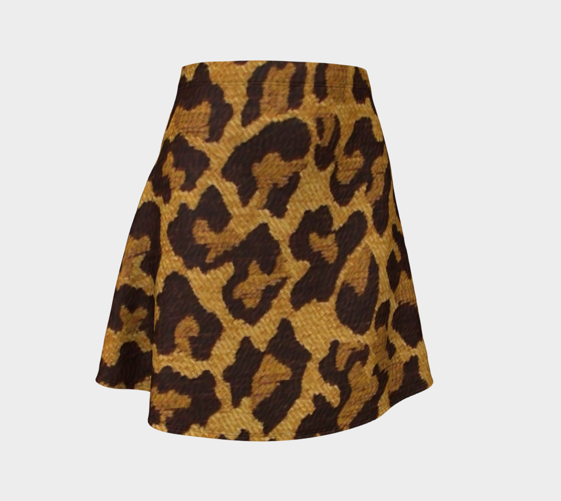 Brown and Gold Leopard Print Flare Skirt thumbnail #2