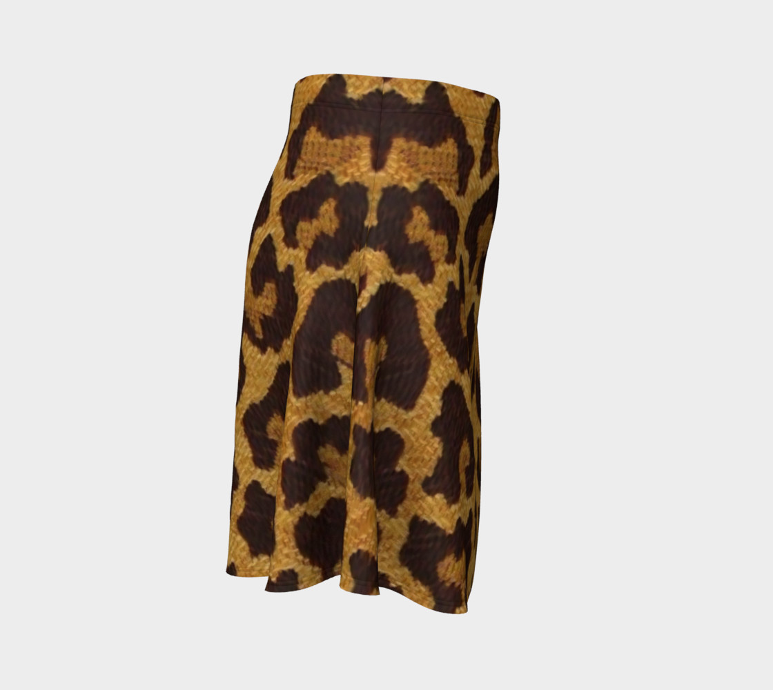 Brown and Gold Leopard Print Flare Skirt preview #3