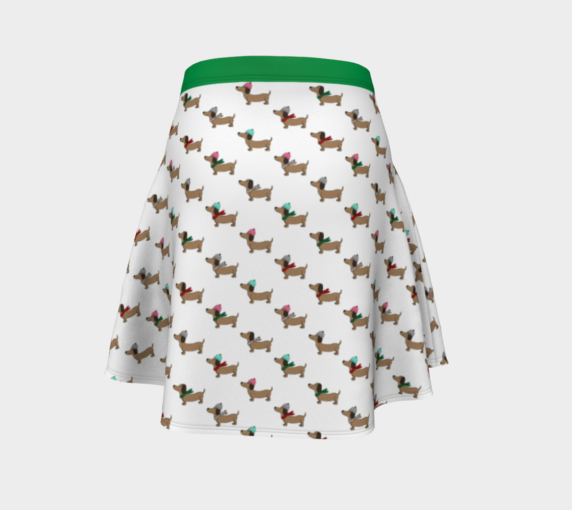 Dachshund Through the Snow Flare Skirt preview #4