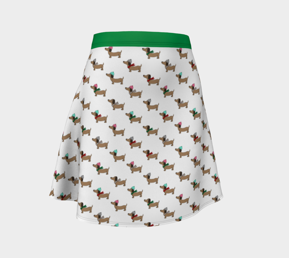 Dachshund Through the Snow Flare Skirt preview #1