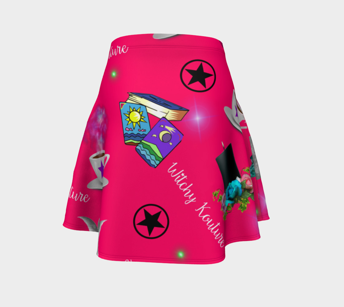 WK #ModernWitchLife Pink Print Flare Skirt preview #4