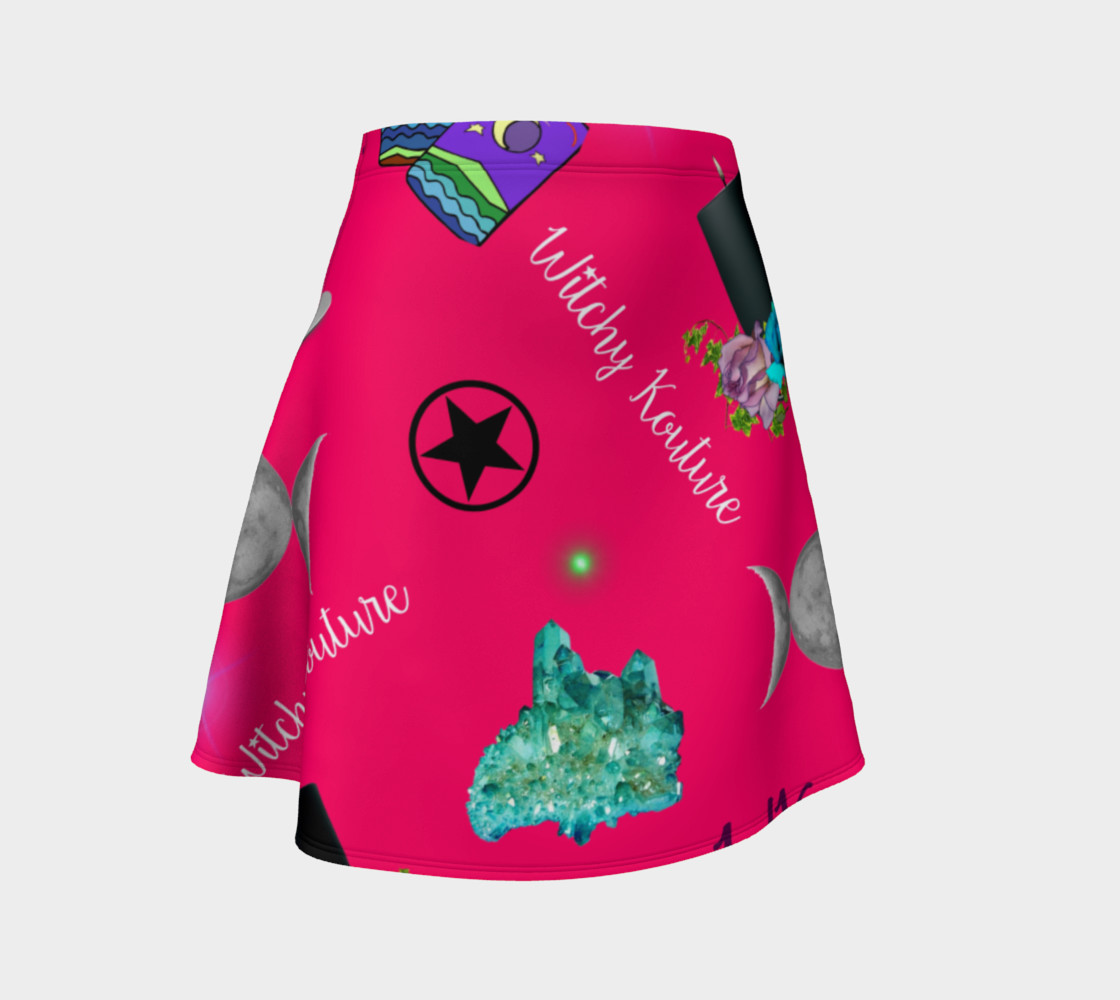 WK #ModernWitchLife Pink Print Flare Skirt preview #1
