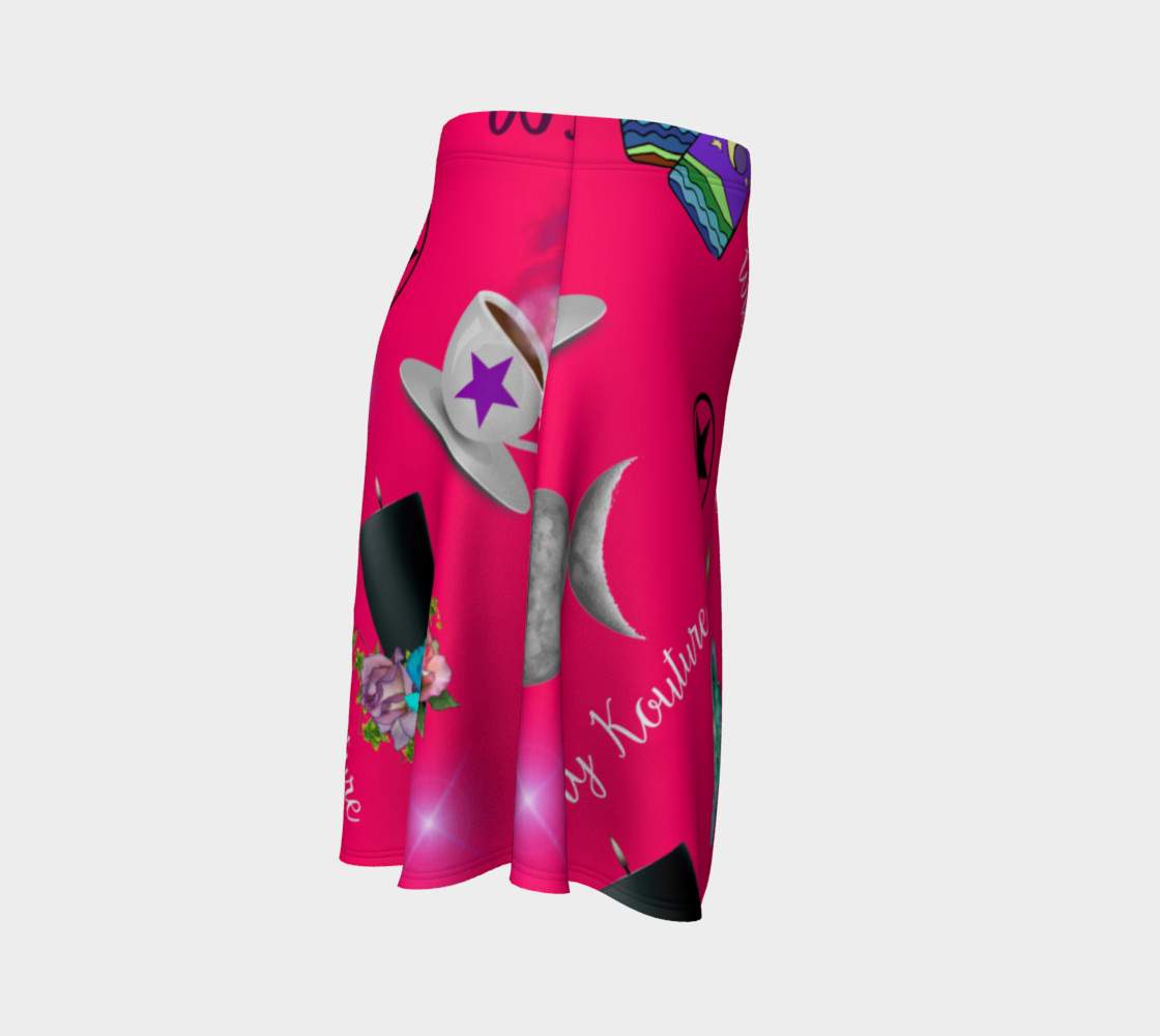 WK #ModernWitchLife Pink Print Flare Skirt preview #3