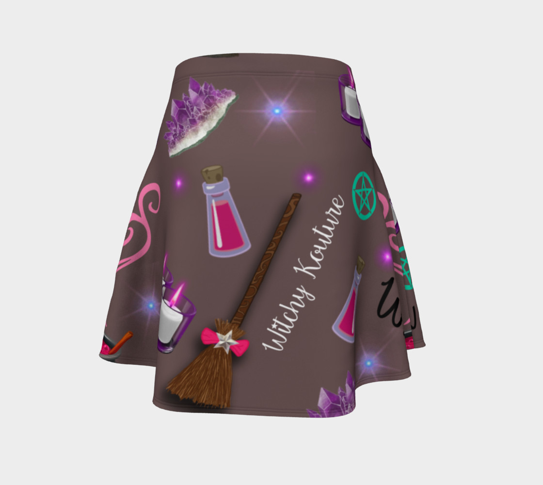 WK #ModernWitchLife Taupe Print Flare Skirt preview #4