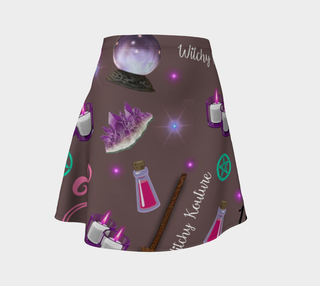 WK #ModernWitchLife Taupe Print Flare Skirt preview #1