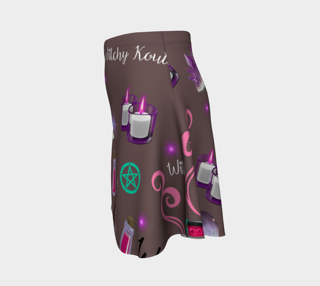WK #ModernWitchLife Taupe Print Flare Skirt preview #2