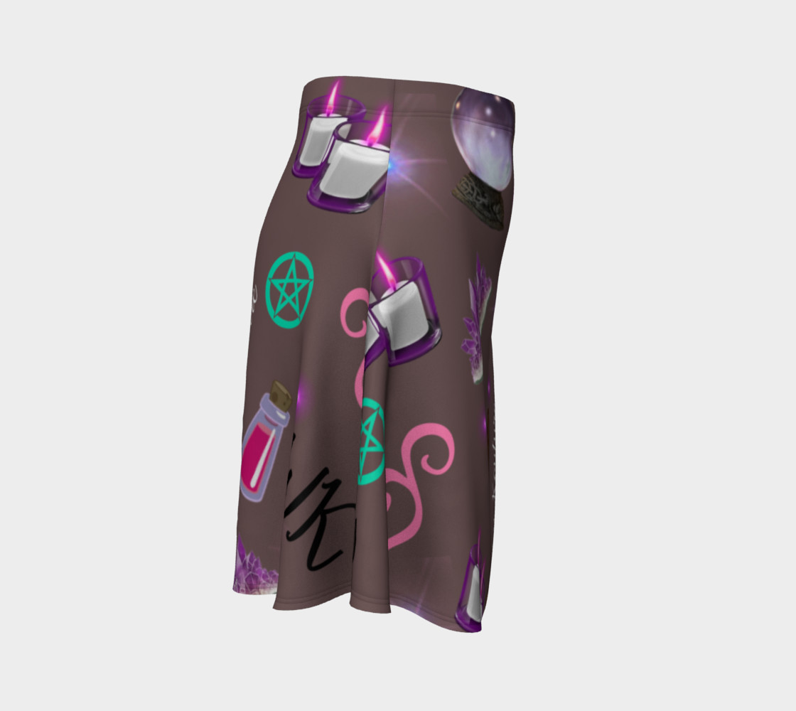 WK #ModernWitchLife Taupe Print Flare Skirt preview #3