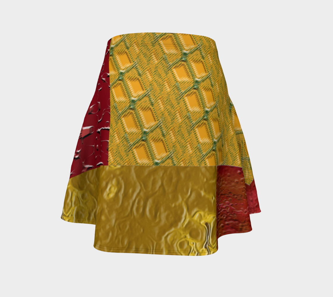 Orange and Red Patches Flare Skirt preview #4