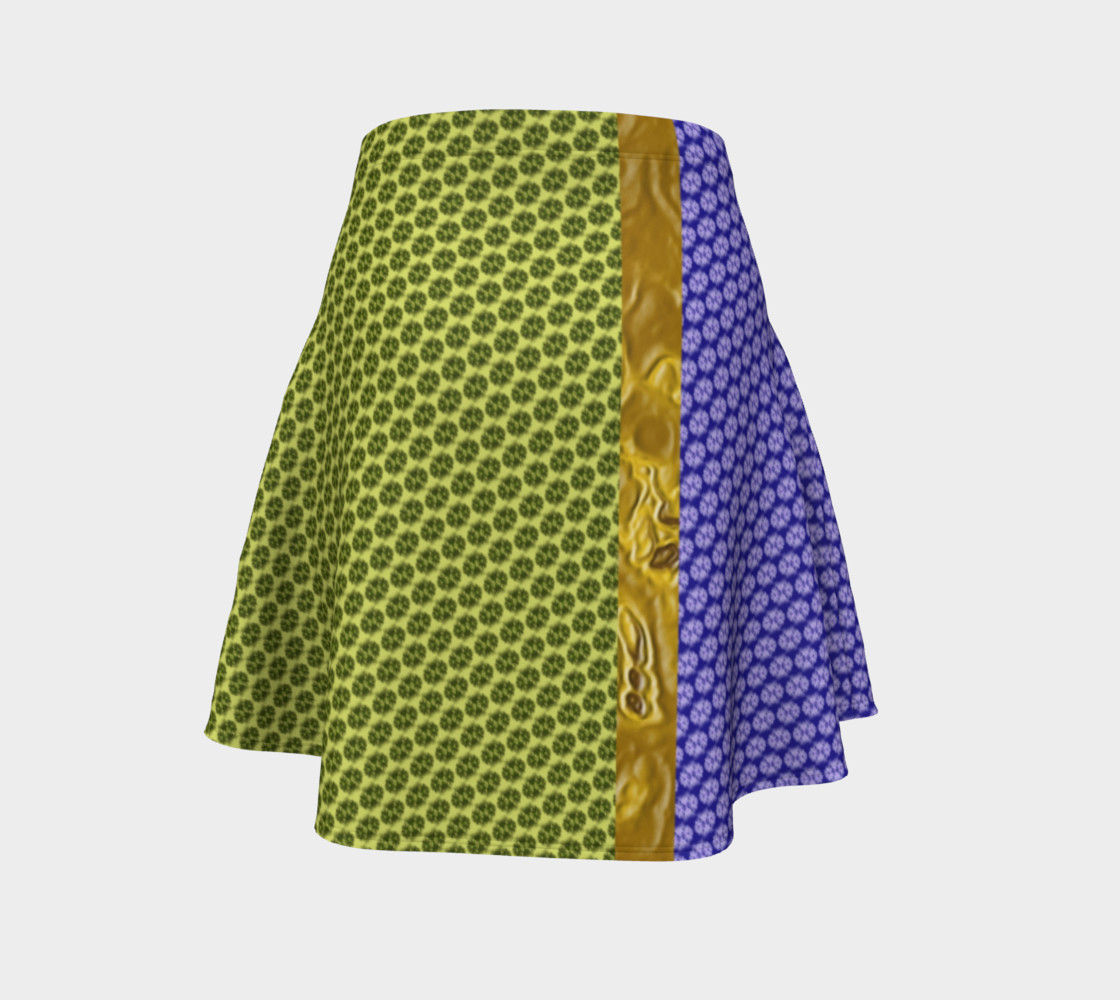 Blue and Yellow Scales Flare Skirt preview #4