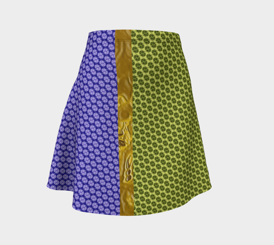 Blue and Yellow Scales Flare Skirt 3D preview