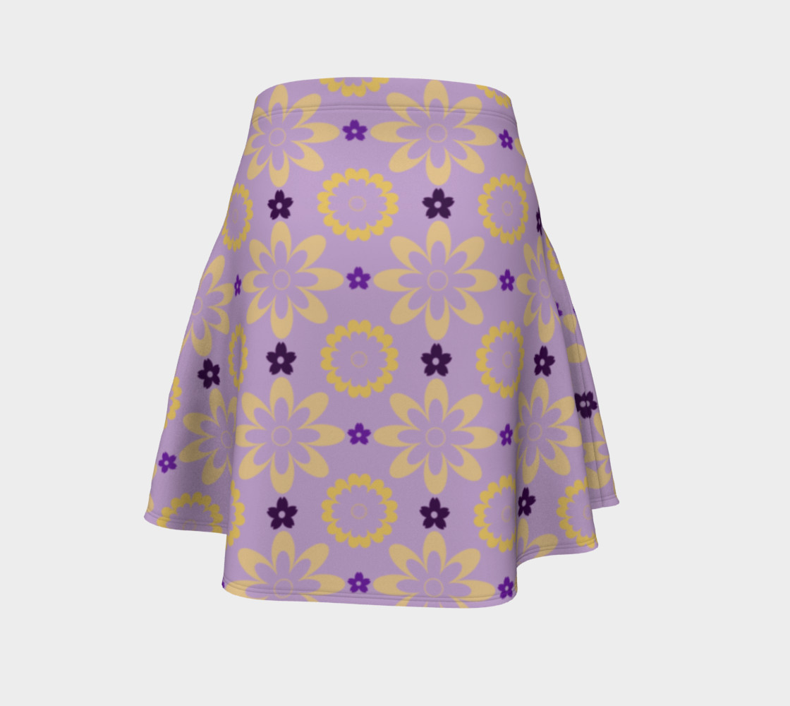 Aperçu de Orange and Purple Flower Clash Flare Skirt #4