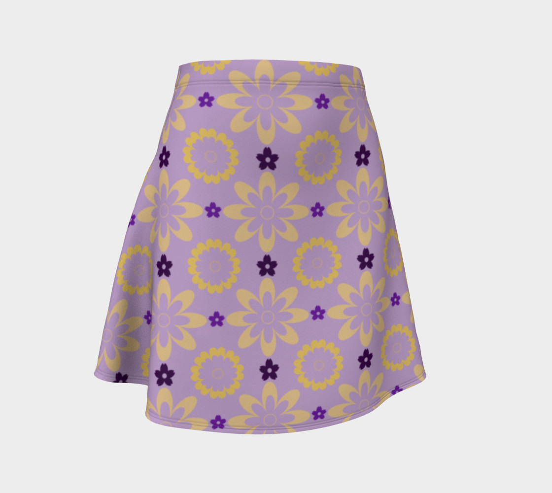 Aperçu 3D de Orange and Purple Flower Clash Flare Skirt