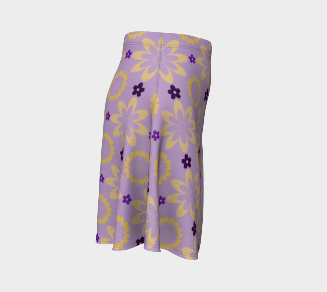 Aperçu de Orange and Purple Flower Clash Flare Skirt #3