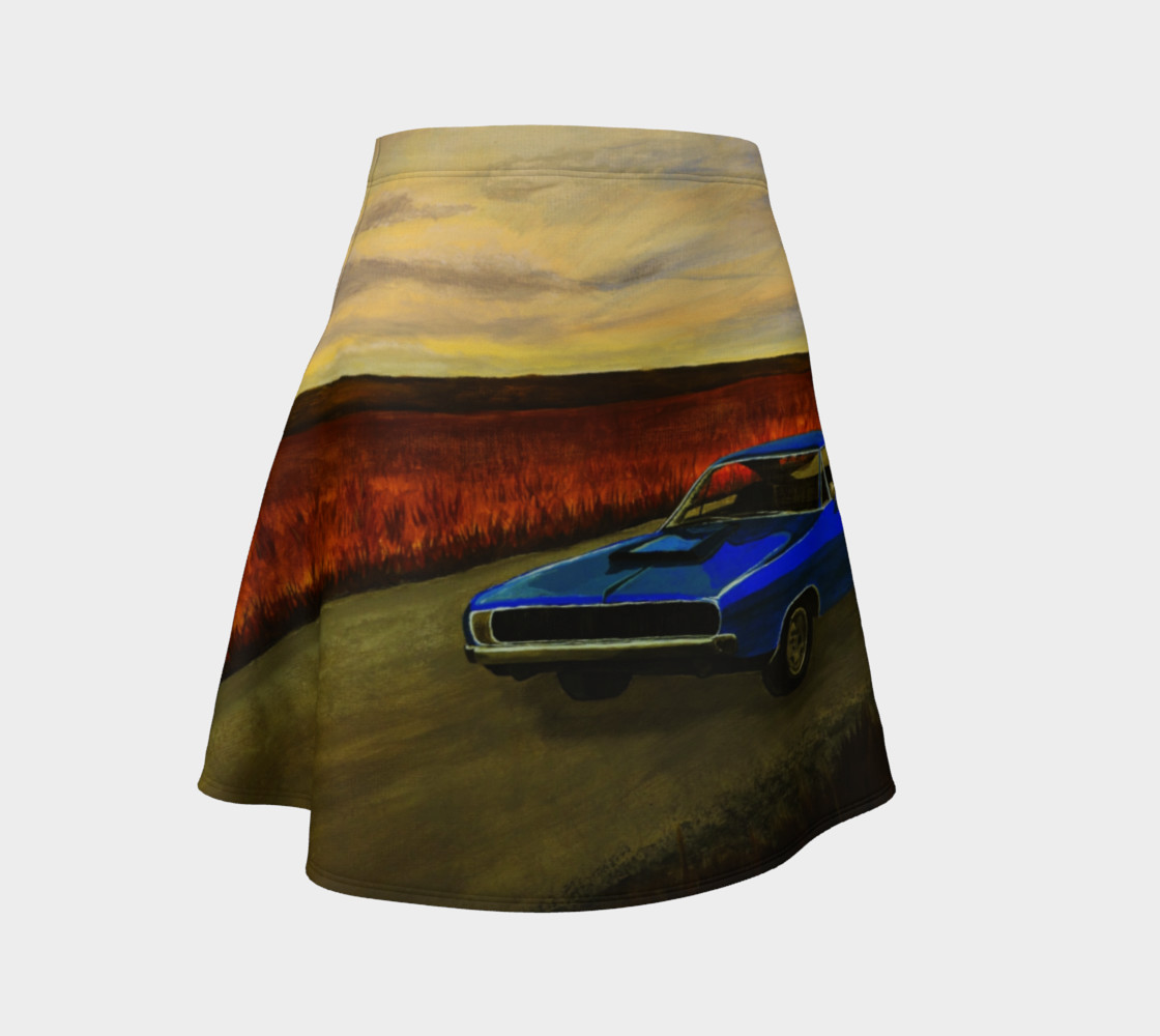 Blue Classic Car A-line Flare Skirt preview #1