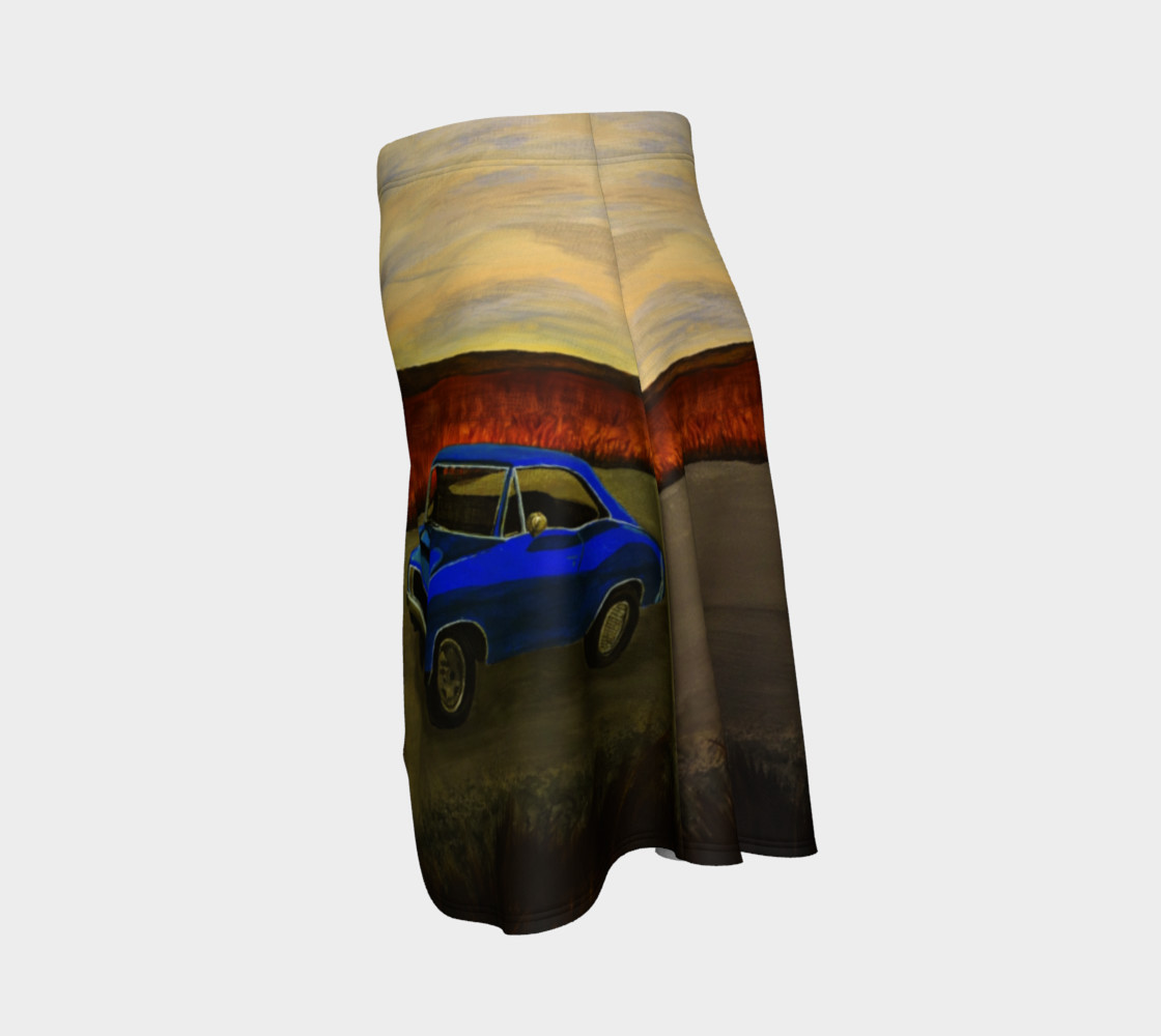 Blue Classic Car A-line Flare Skirt preview #2
