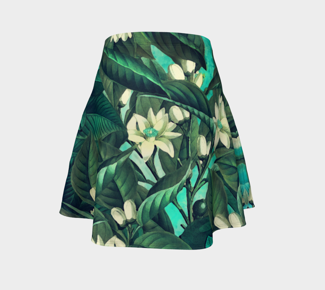 flare skirt flowers green white preview #4