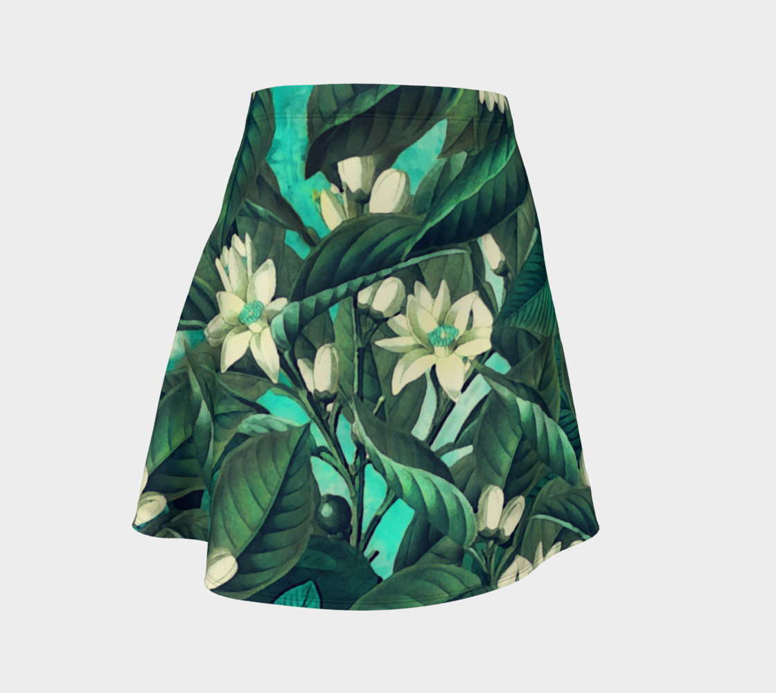flare skirt flowers green white preview #1