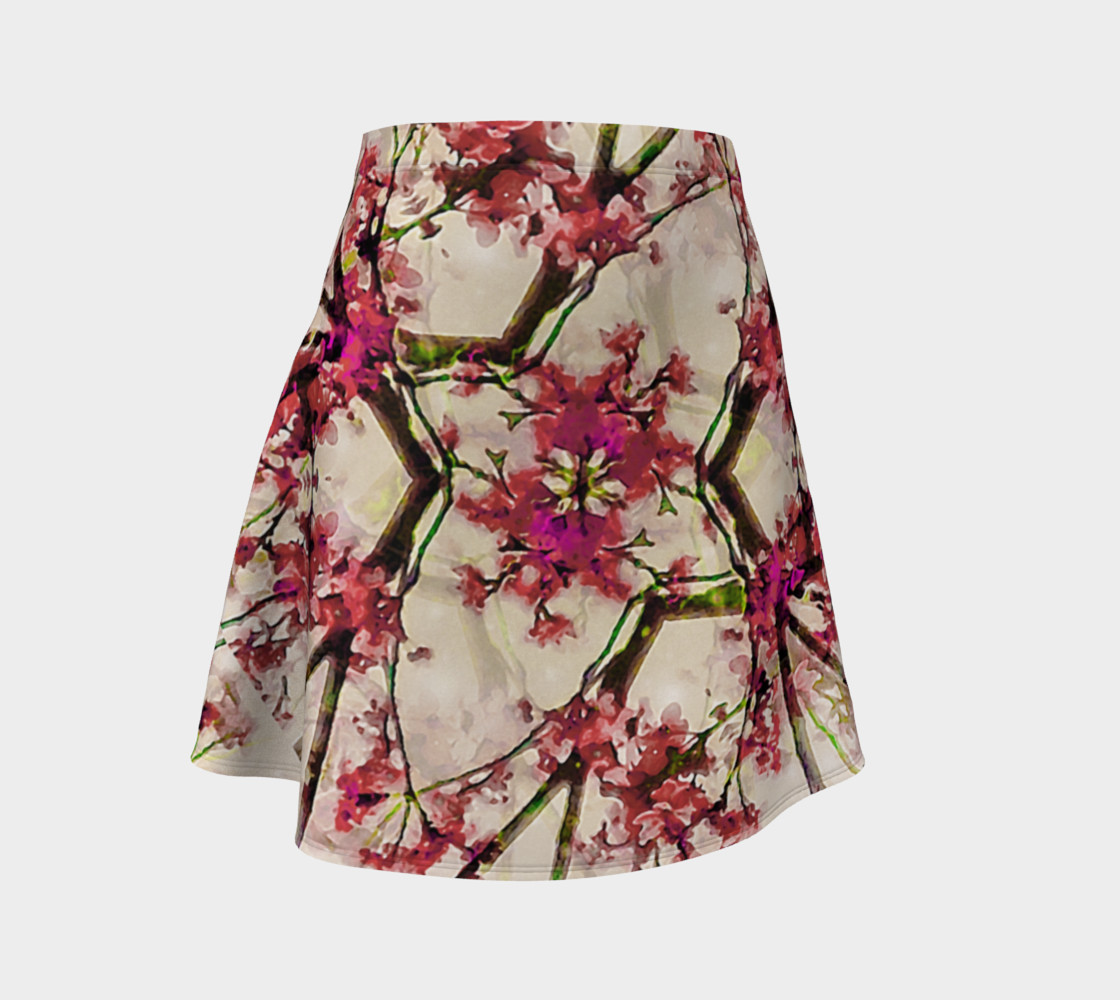 Red Deco Geometric Nature Collage Floral Motif Flare Skirt 3D preview