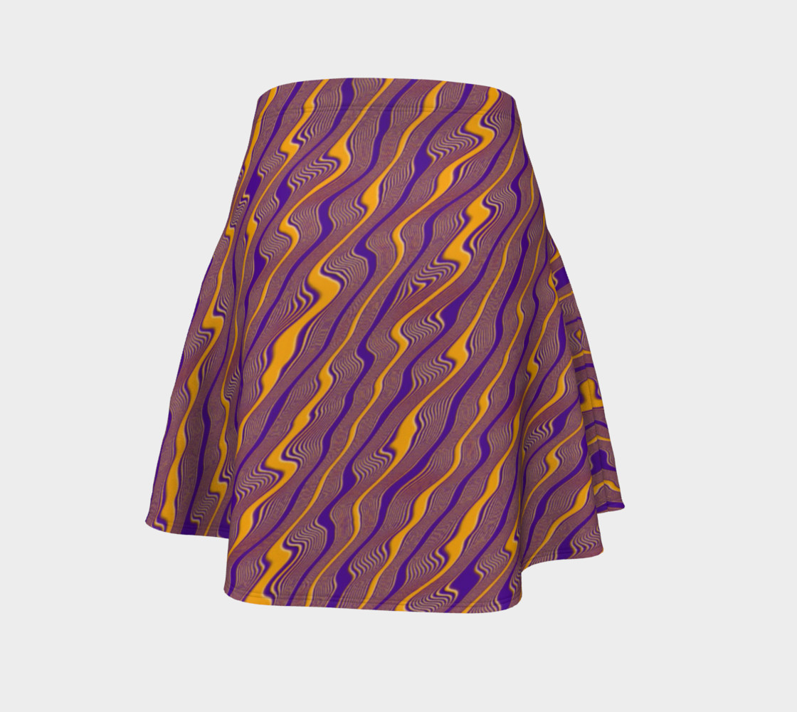 Orange and Purple Crazy Stripes Flare Skirt thumbnail #5