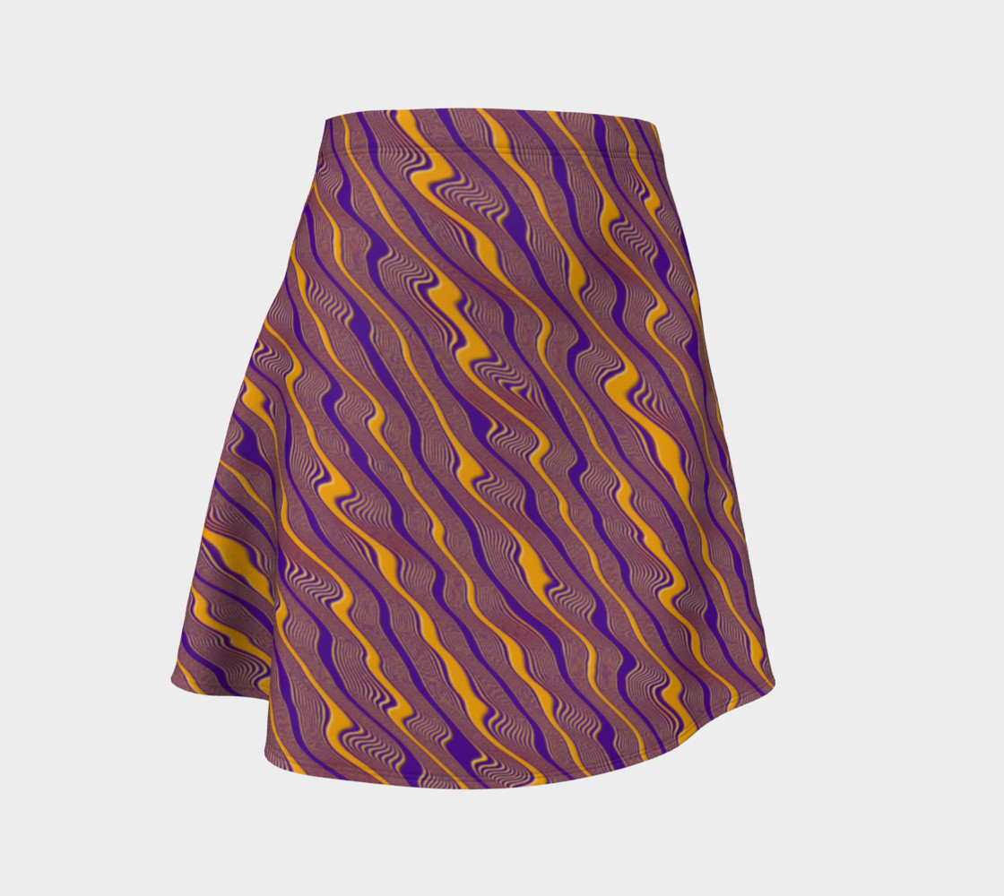 Orange and Purple Crazy Stripes Flare Skirt preview #1