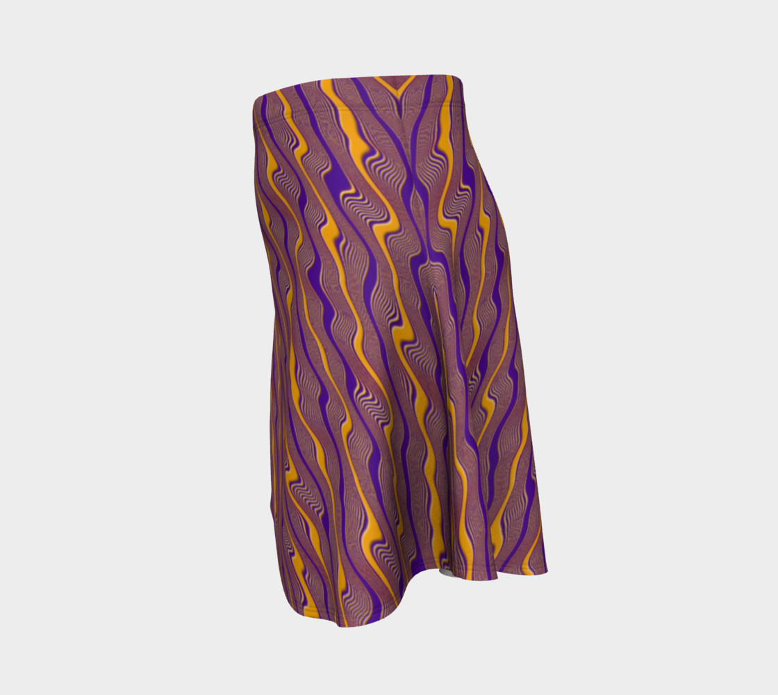 Orange and Purple Crazy Stripes Flare Skirt preview #2