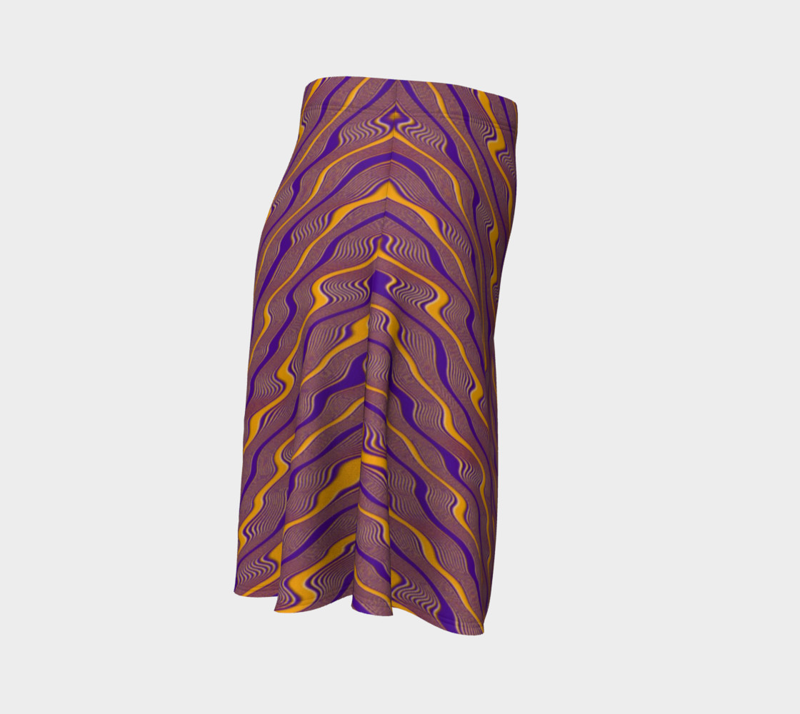 Orange and Purple Crazy Stripes Flare Skirt preview #3