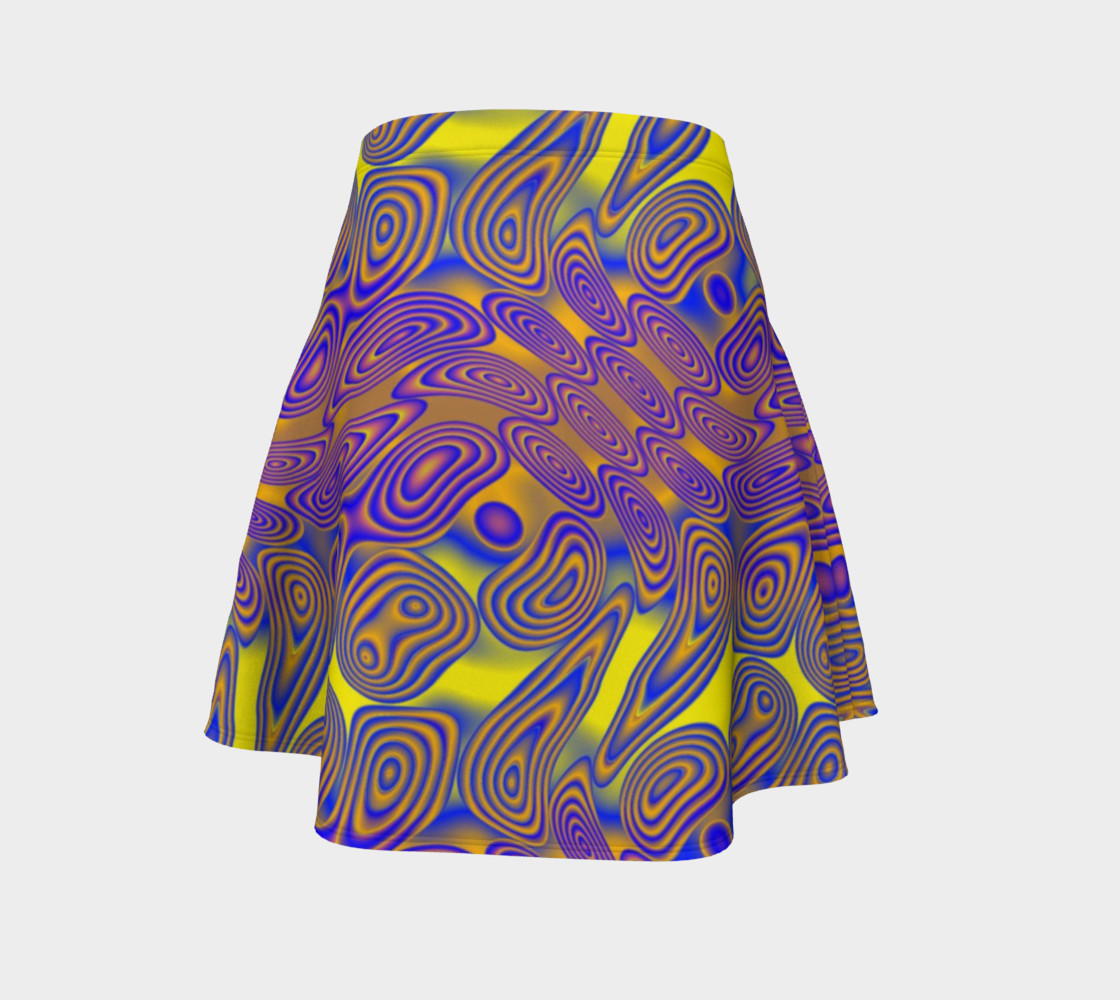 Blue and Yellow Dotted Twist Flare Skirt preview #4