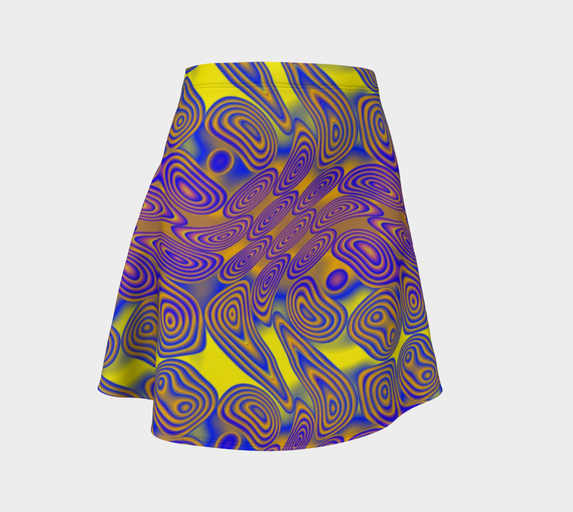 Blue and Yellow Dotted Twist Flare Skirt preview #1