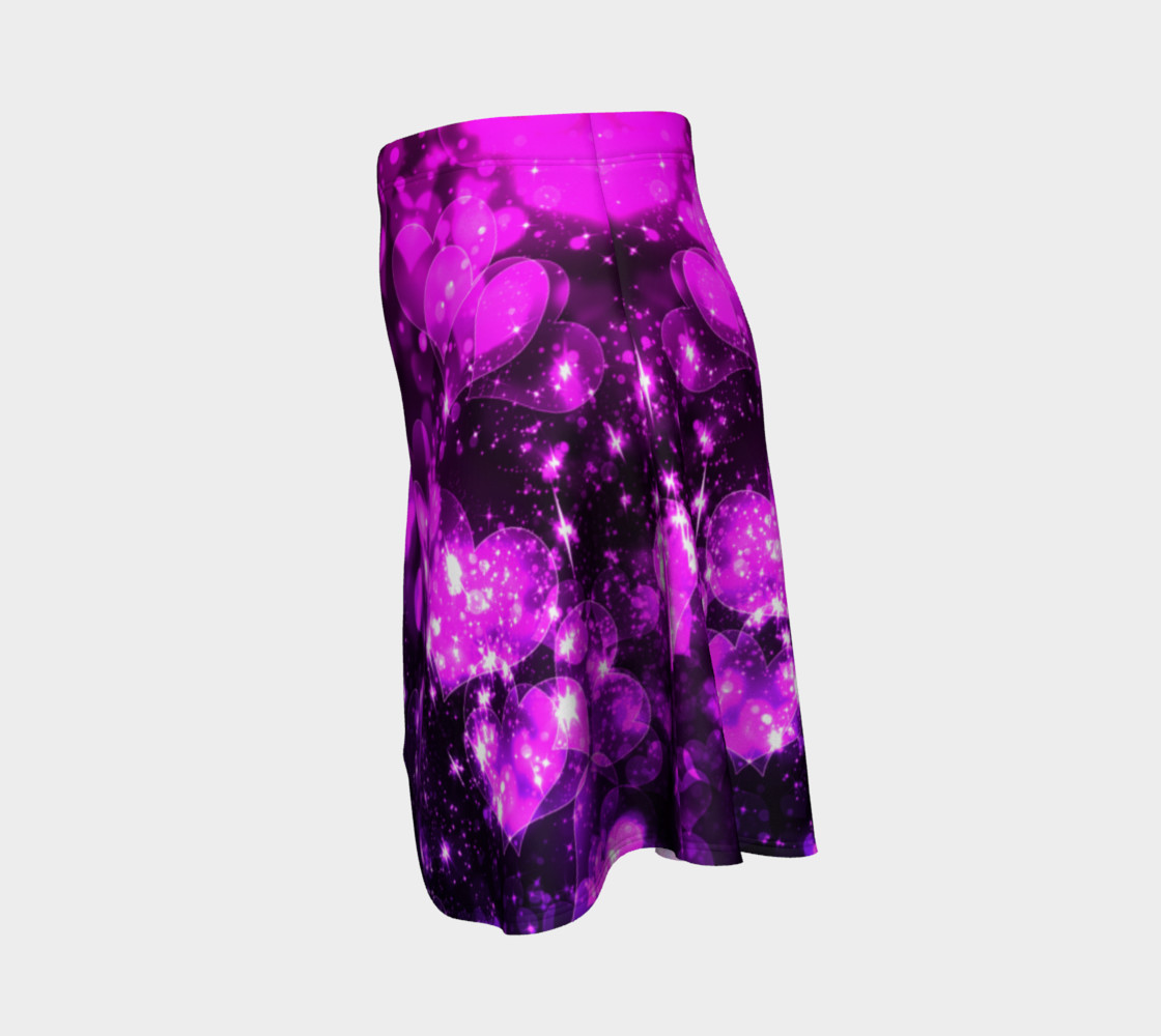 Pink Purple Bokeh Hearts Flare Skirt preview #2