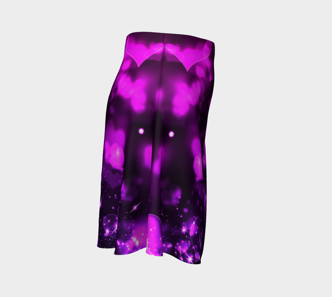 Pink Purple Bokeh Hearts Flare Skirt preview #3