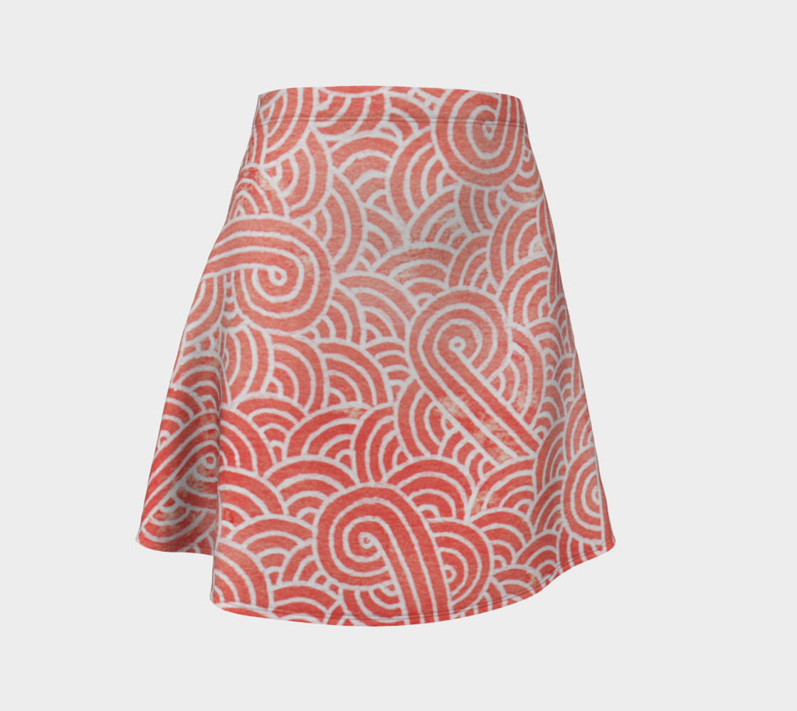 Peach echo and white swirls doodles Flare Skirt preview #1