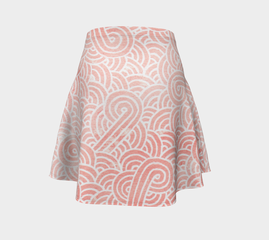 Rose quartz and white swirls doodles Flare Skirt preview #4