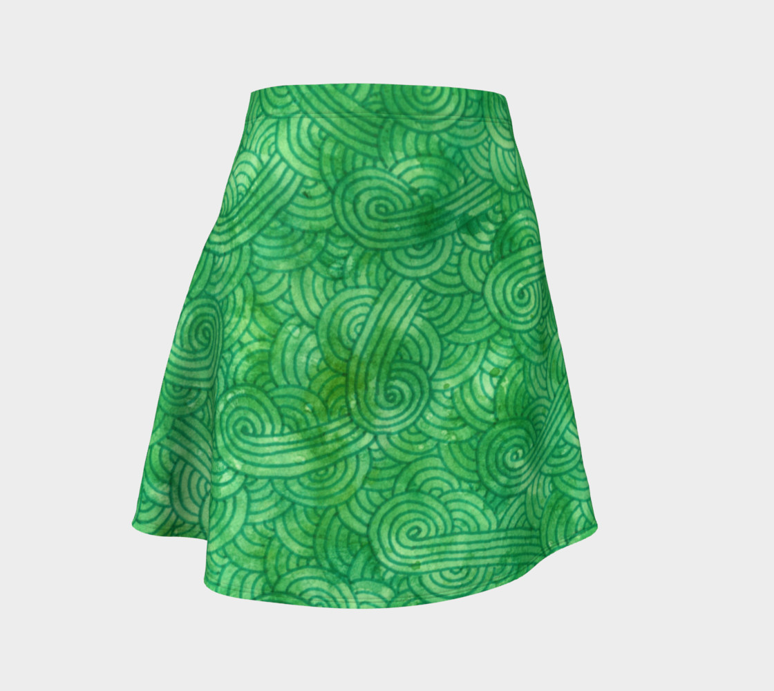 Green swirls doodles Flare Skirt thumbnail #2
