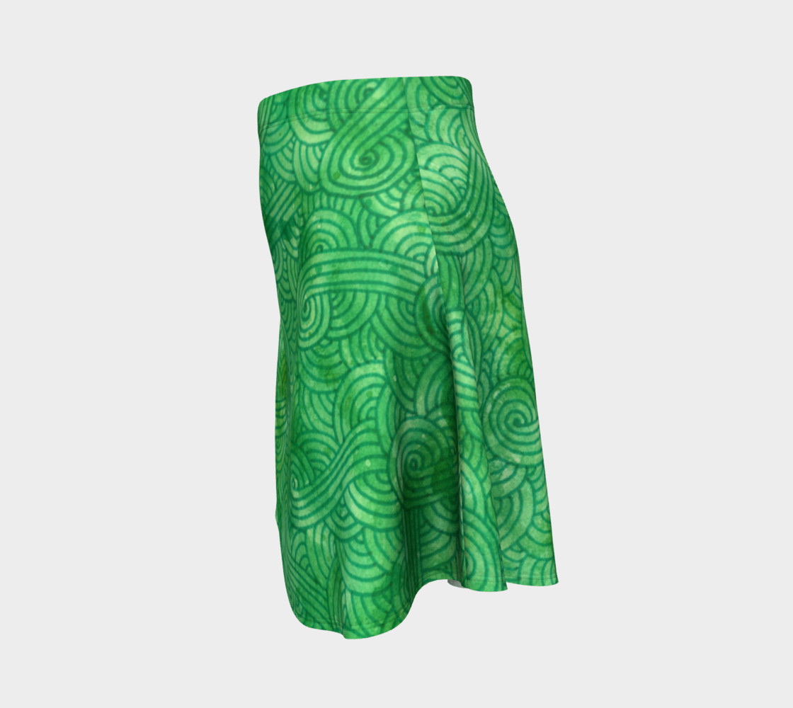 Green swirls doodles Flare Skirt thumbnail #3