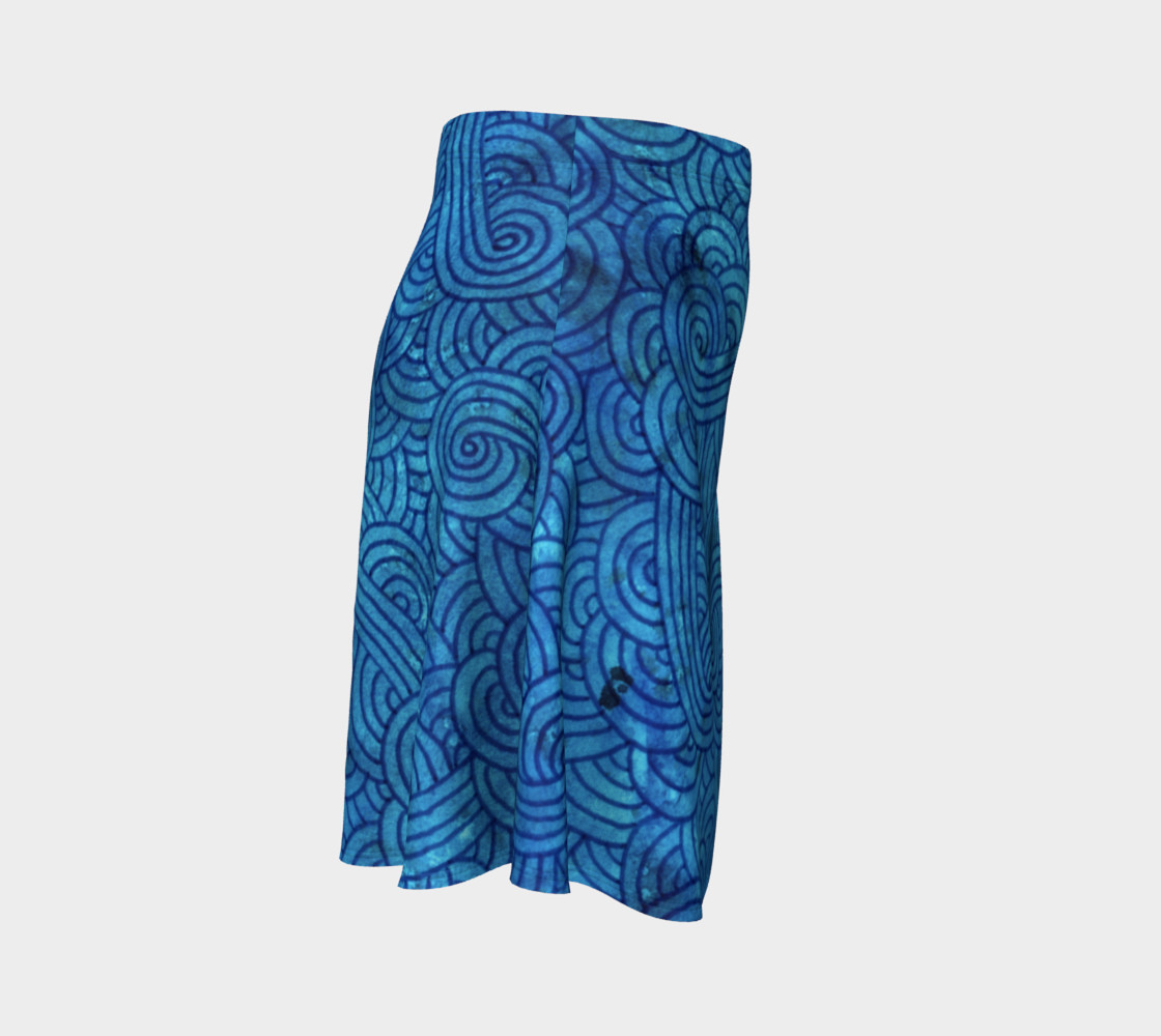 Turquoise blue swirls doodles Flare Skirt preview #3