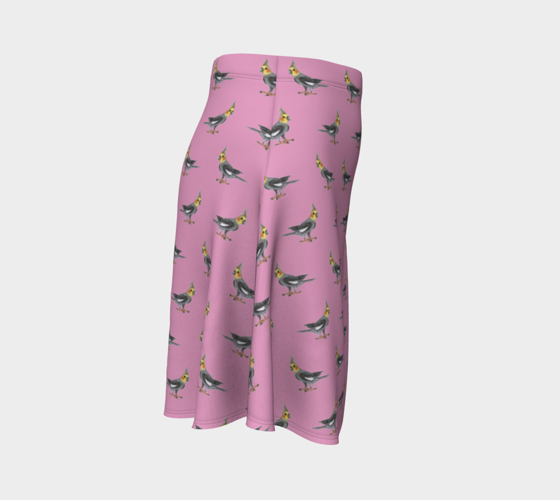 Cockateel birds pattern Flare Skirt thumbnail #4