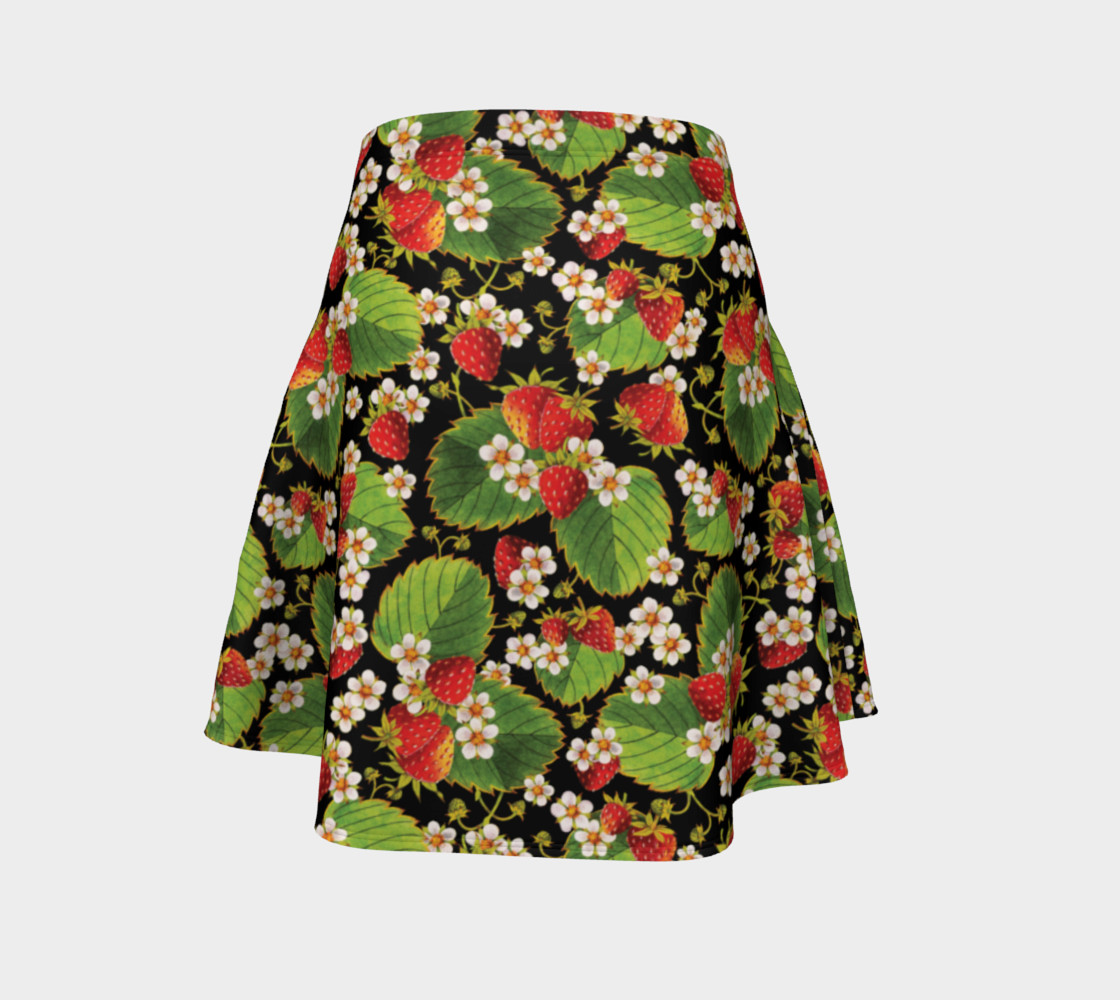 Aperçu de Strawberries on Black Flare Skirt #4