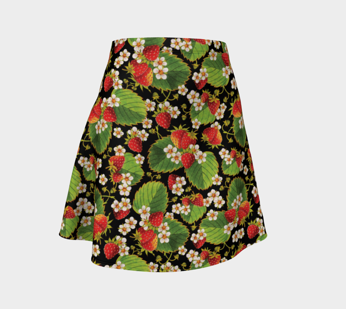 Aperçu de Strawberries on Black Flare Skirt #1