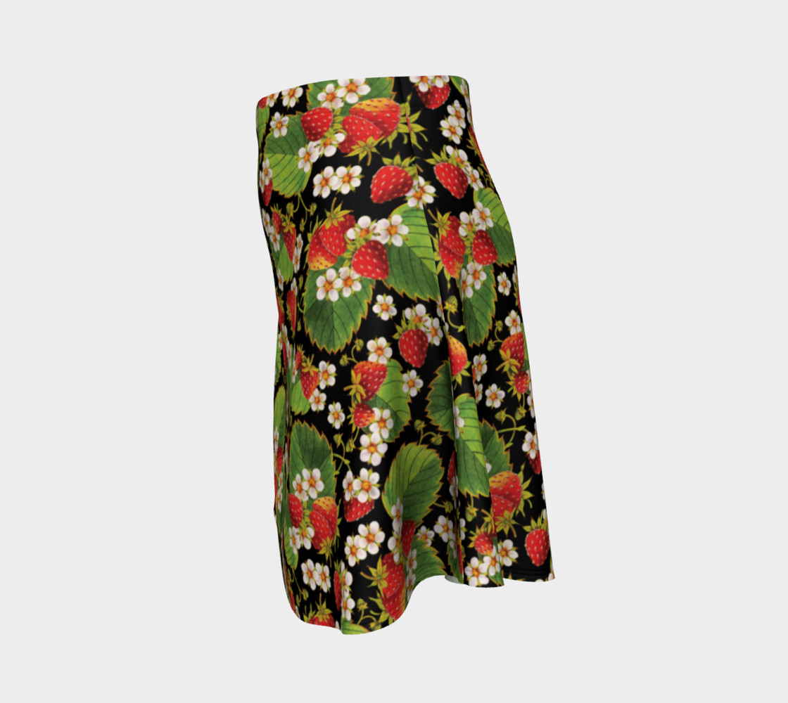 Aperçu de Strawberries on Black Flare Skirt #2