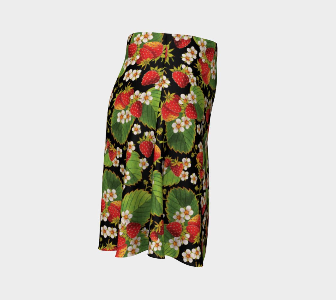 Aperçu de Strawberries on Black Flare Skirt #3
