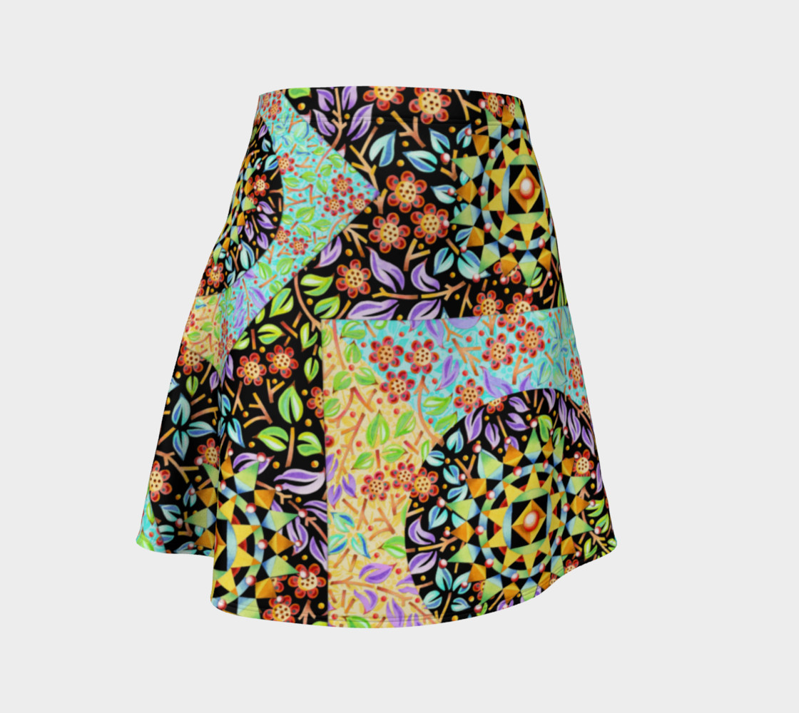 Aperçu de Filigree Floral Patchwork Flare Skirt 2 #1