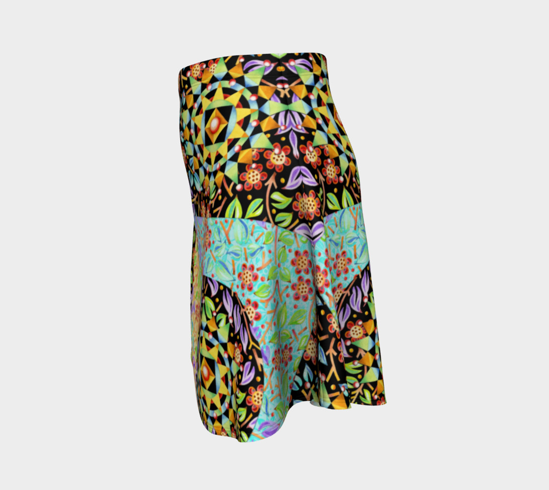 Aperçu de Filigree Floral Patchwork Flare Skirt 2 #2