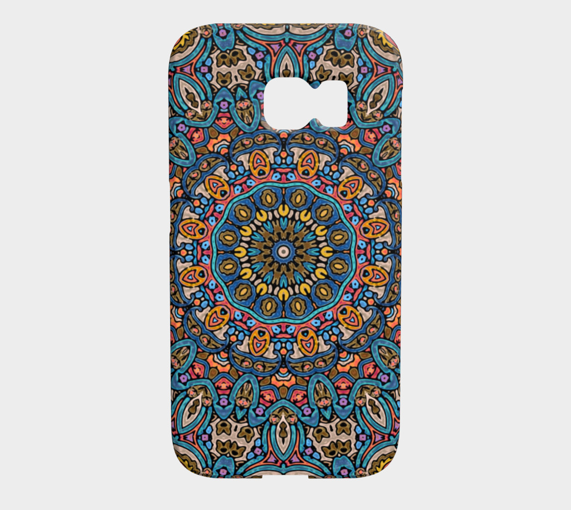 Oriental Watercolor Mandala Blue Orange preview #1