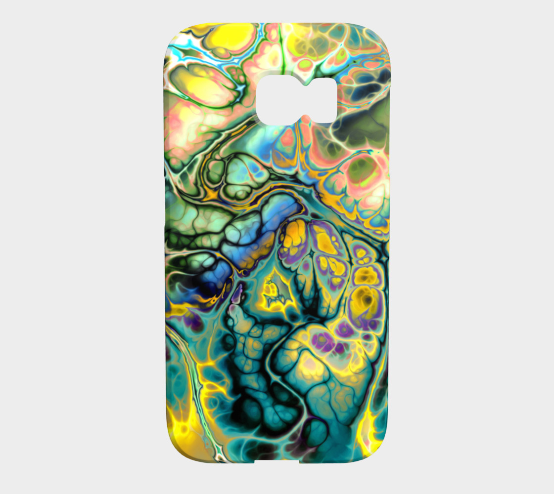 FractalBatikART_TealYellowBlueSalmon4000px preview #1