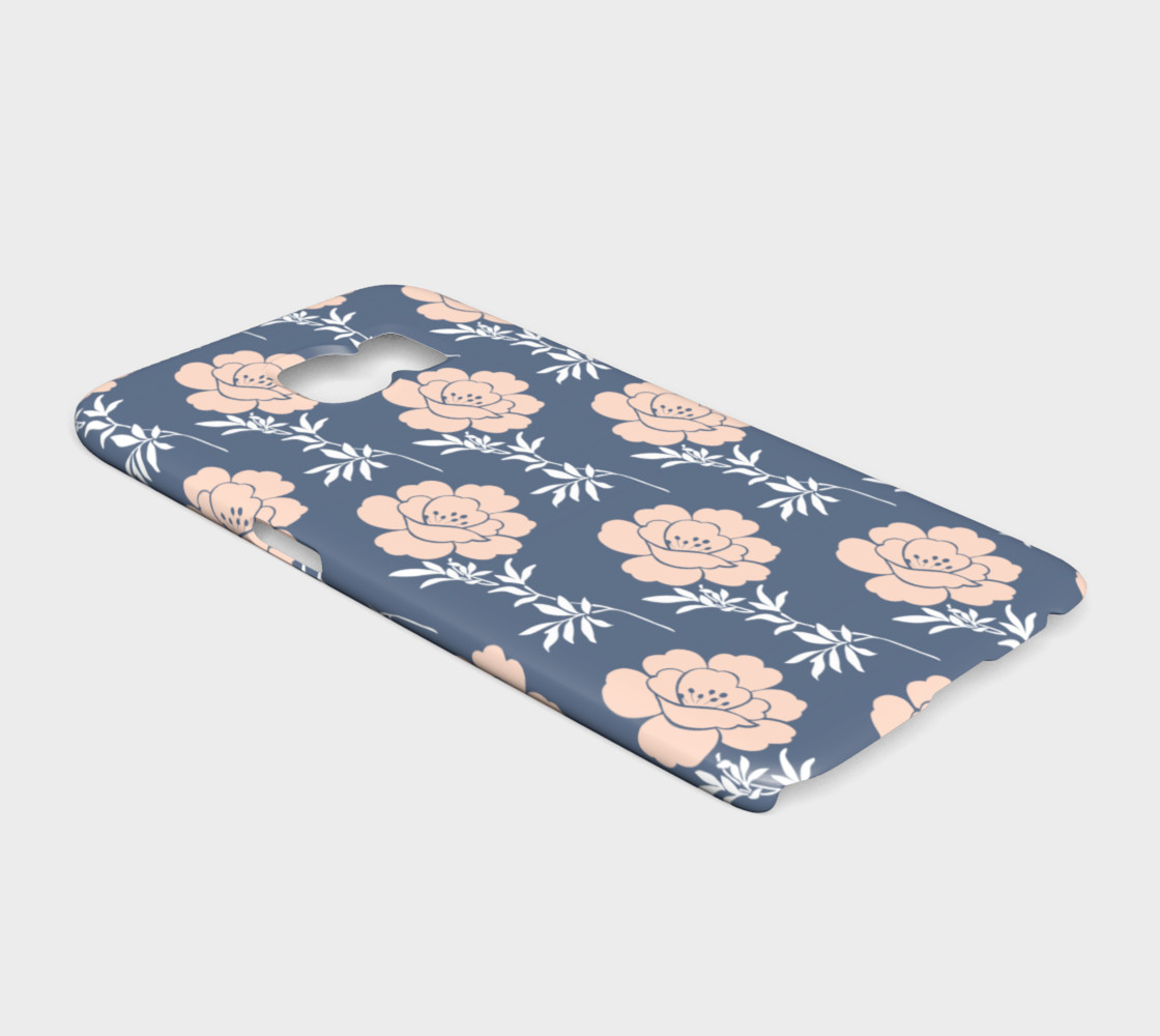 Pink and Blue Flowers on Blue Background preview #2